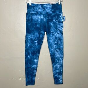 SHADOW SPORT Yoga Leggings Turquoise & White Tye Moisture Wicking Workout Pants